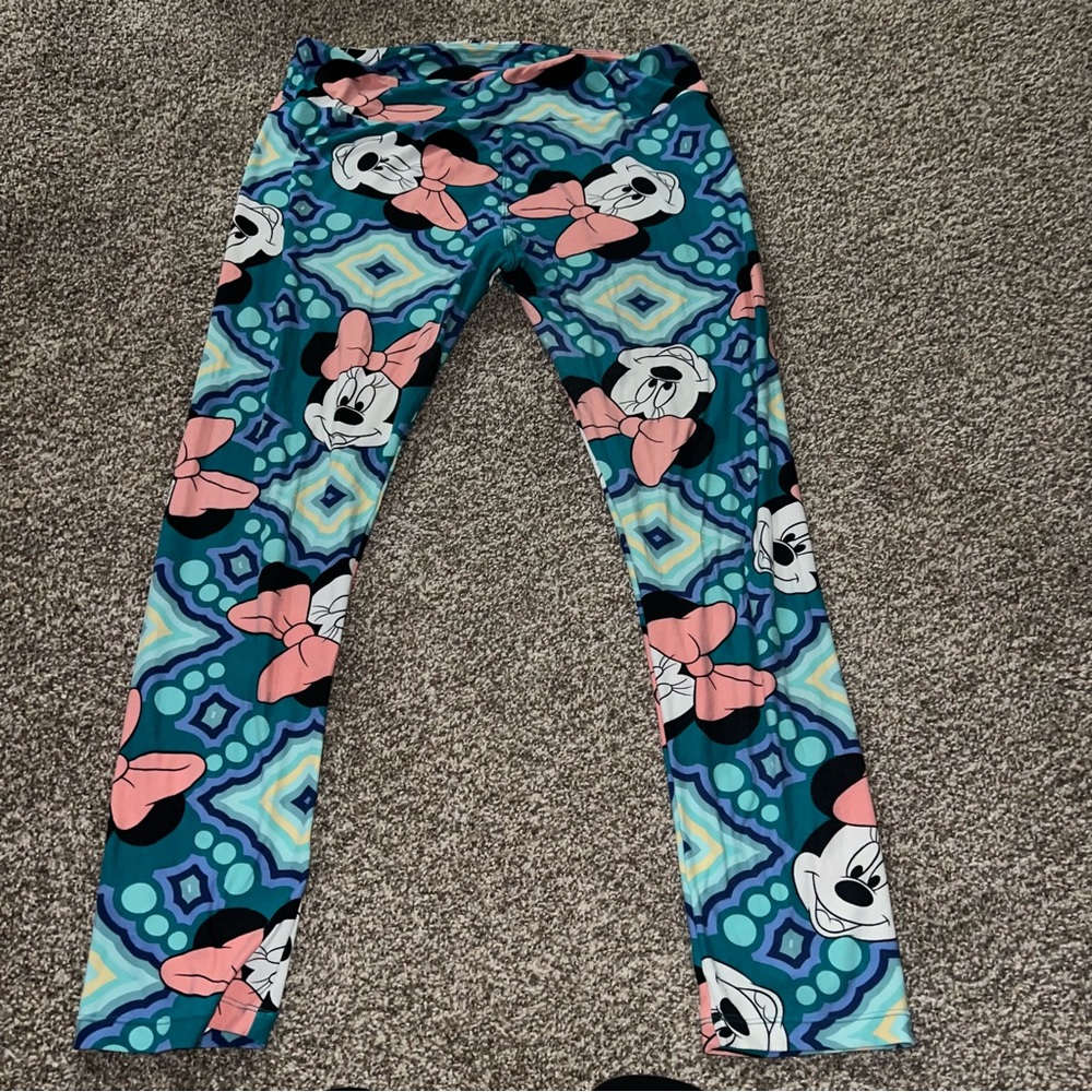 LuLaRoe Tall & Curvy Minnie Mouse Print Leggings TC XXL Buttery Soft Disney